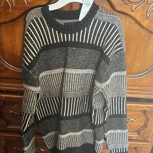 Black and White Striped Men's Sweater